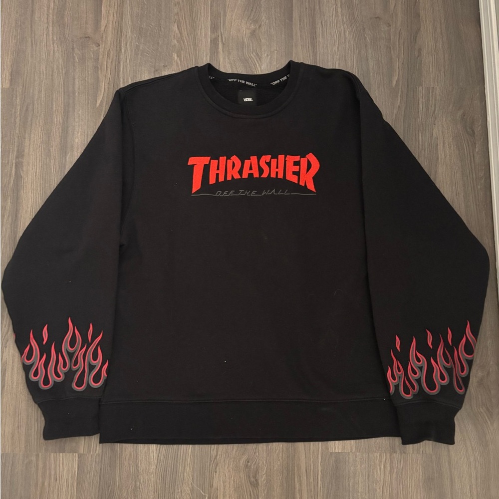 Vans Black Sweater with Red Flame Design